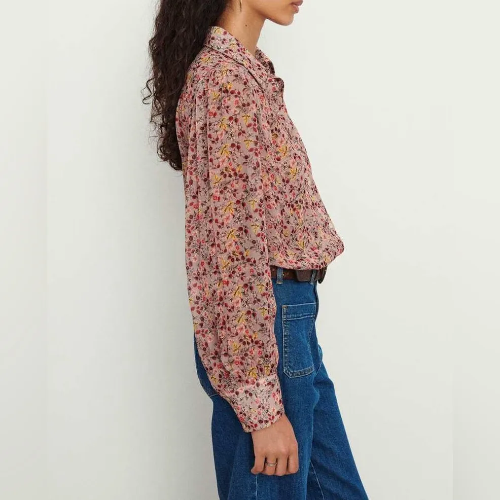 Ba&sh Maxence Button Up Blouse Shirt Beige - Image 3