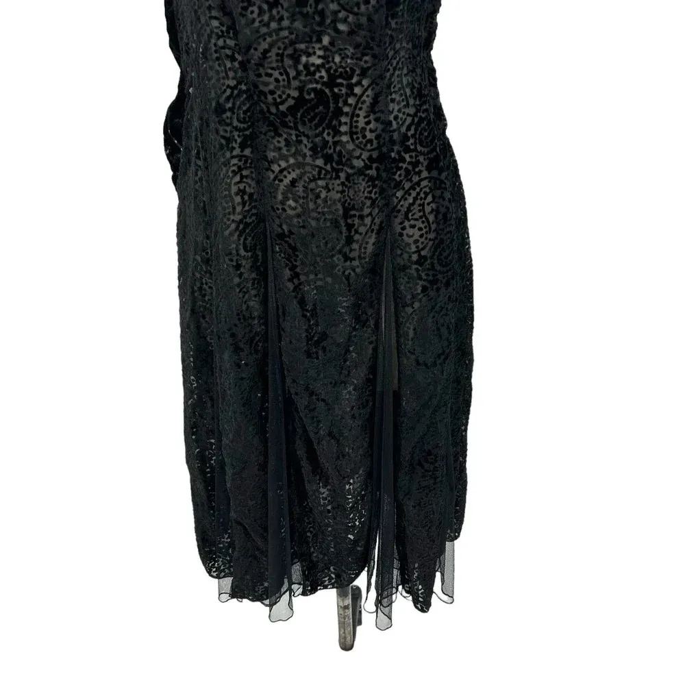 Free People Intimately Black Burnout Velvet Slip Dress Size‎ XS - Image 3