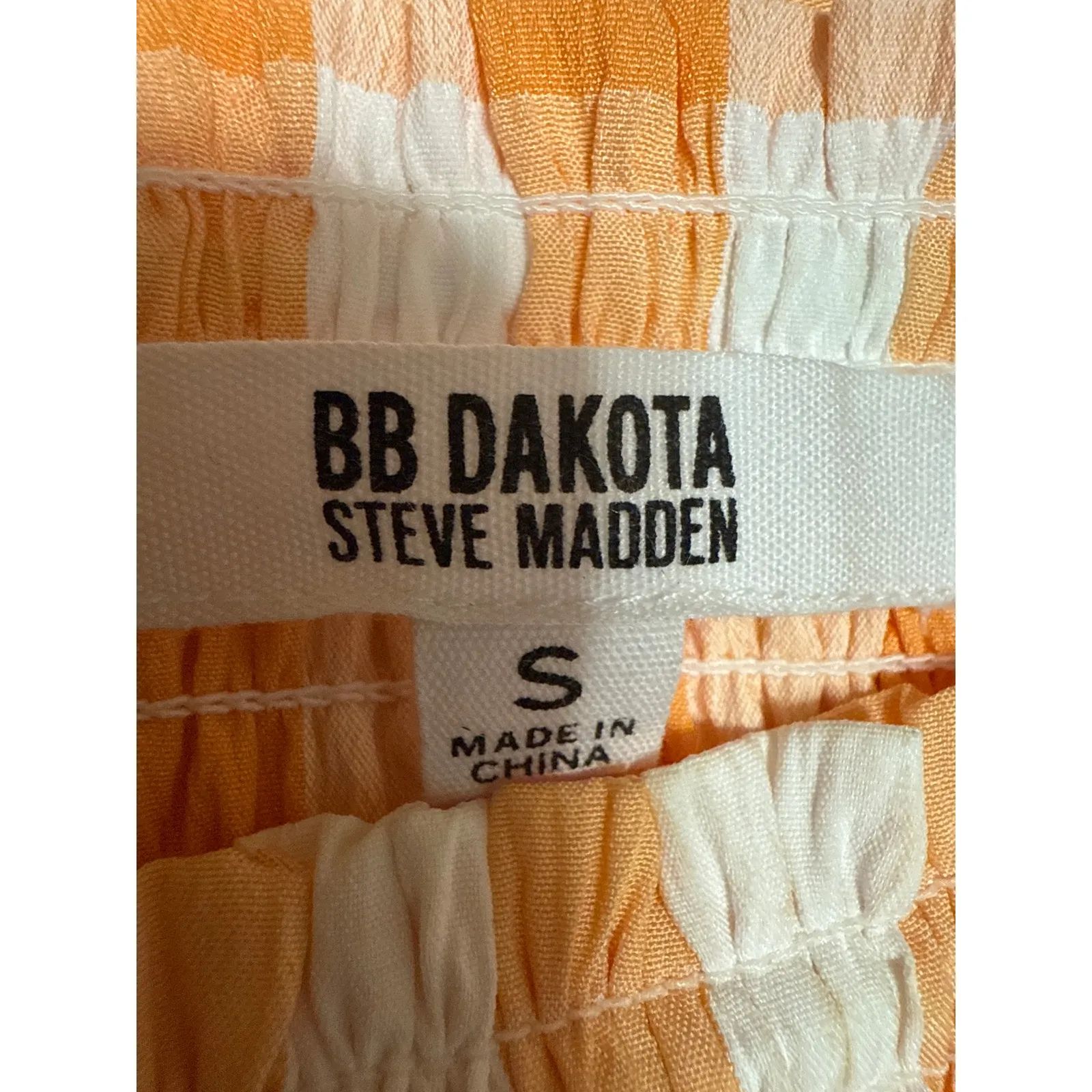 Steve Madden BB Dakota Orange White Checkered Sleeveless Cami A-line Dress Sz S - Image 3