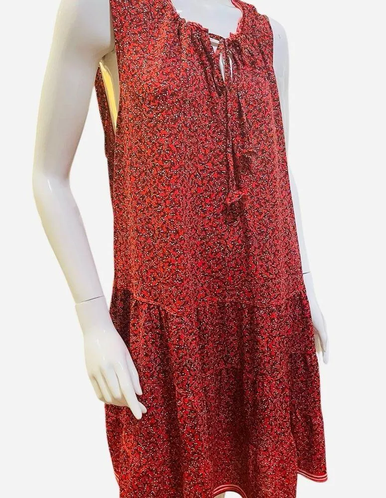 Max Studio Red Floral Print Tiered Sleeveless Flowy Tiered Shift Sundress Size 8 - Image 12