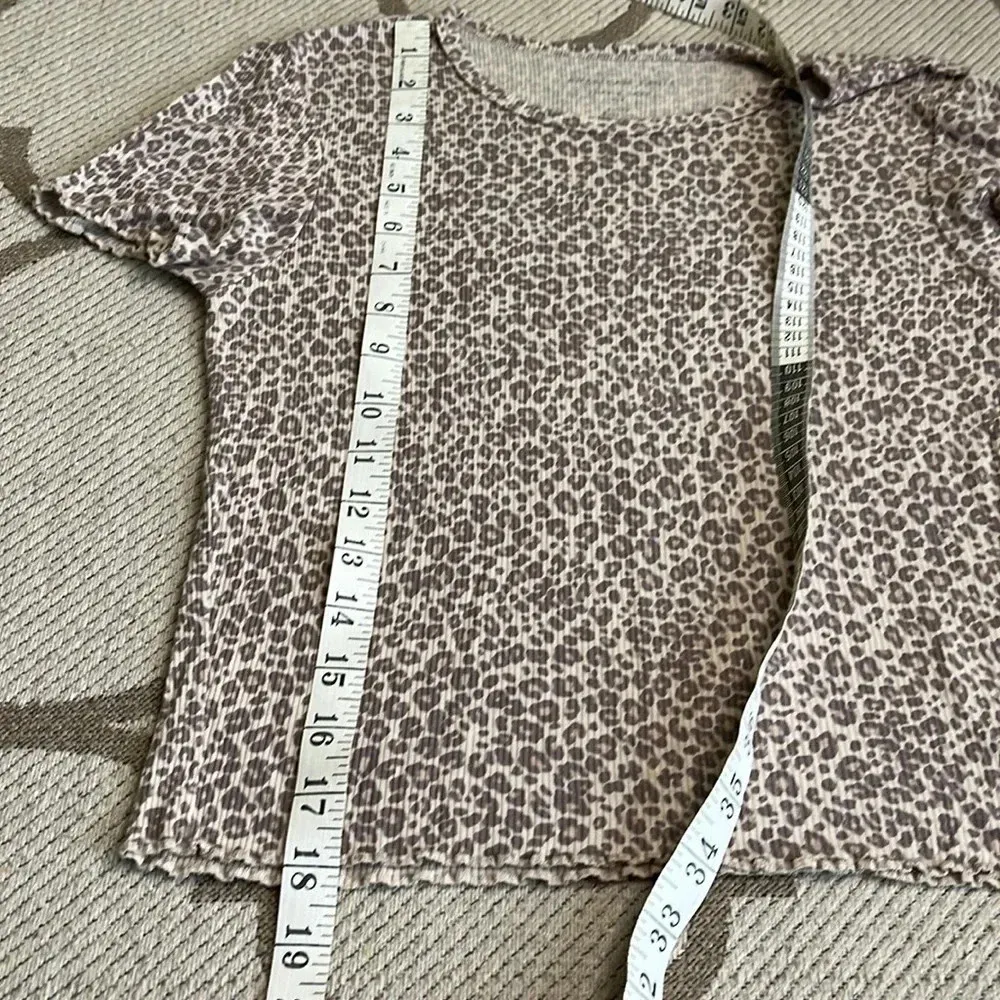 American Eagle Outfitters Soft & Sexy Rib Cheetah Print Ruffled trim Top - Image 8