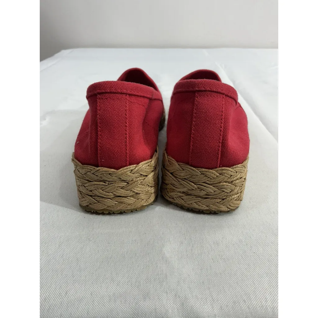 Womans Easy Spirit Asta Size 6.5 M Red Canvass Slip On Espadrille Wedge Shoes - Image 5