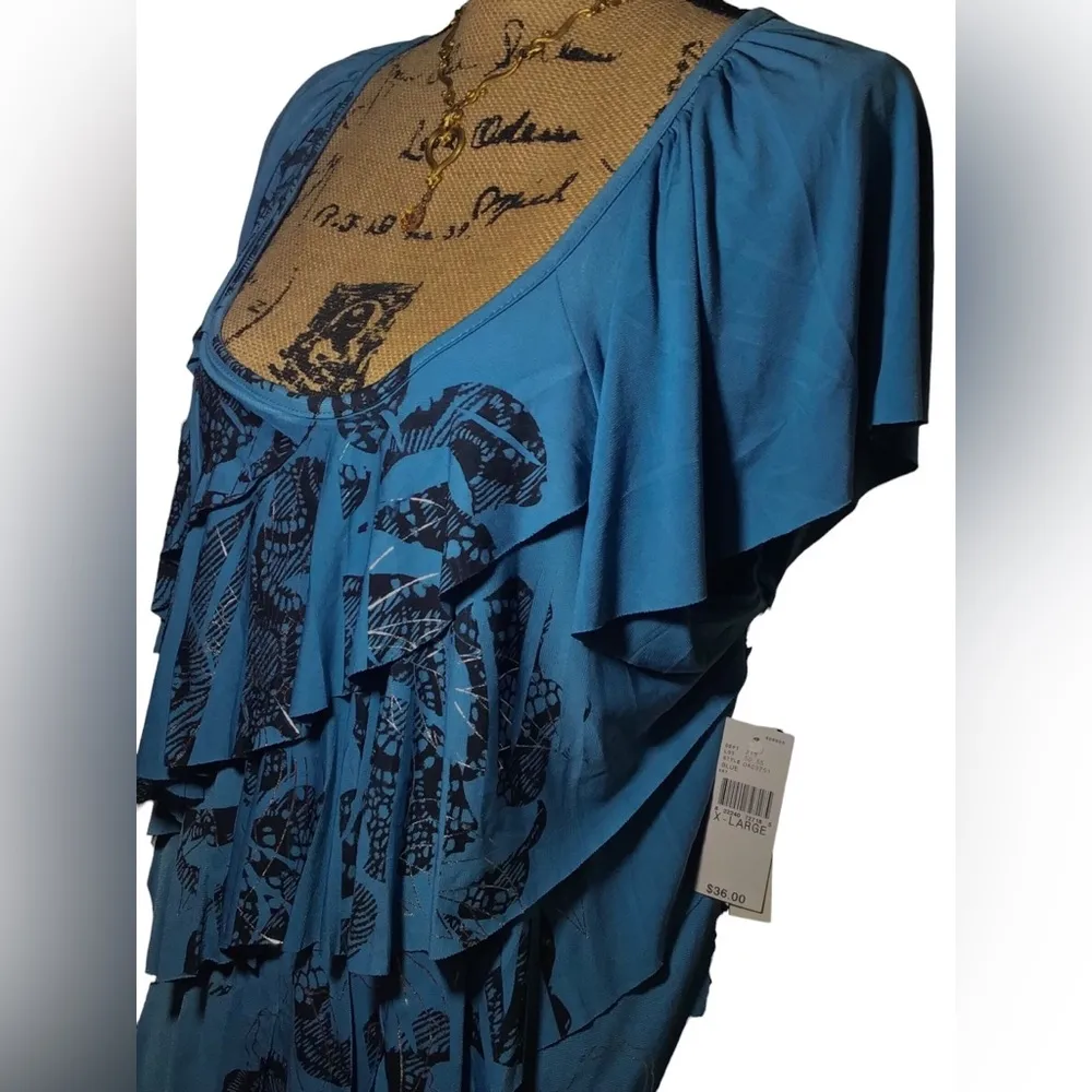 AB Studio NWT Blue/Teal Art Top - Image 2