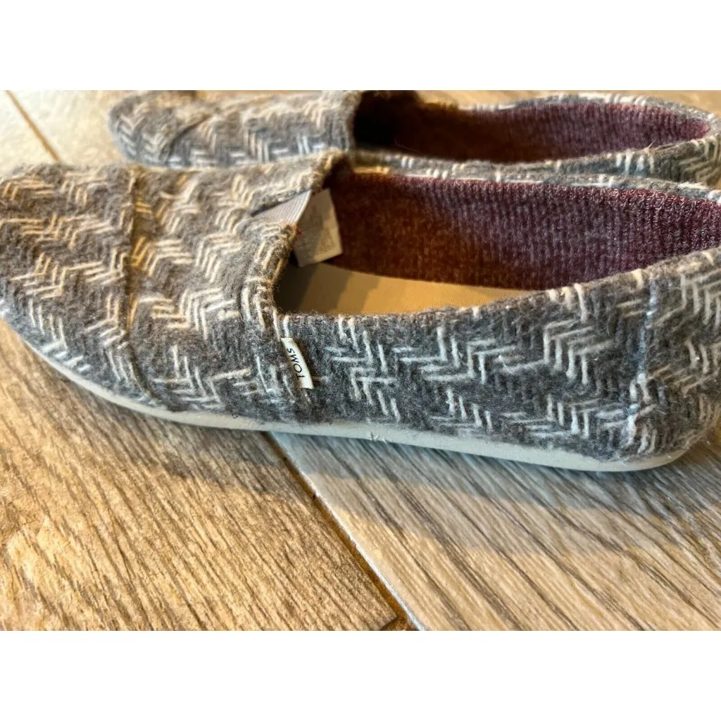 Toms Slip On Shoes Loafers‎ Womens 8 Woven Alpargata Gray Flats 10014950 - Image 2