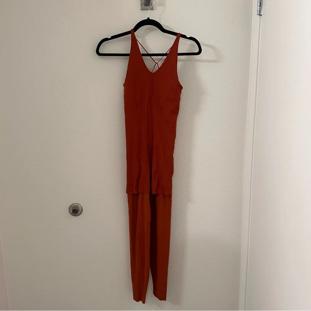 Nike Yoga Lux Jumpsuit Jumper Layered 7/8 Training Size XS rust orange red - Image 6