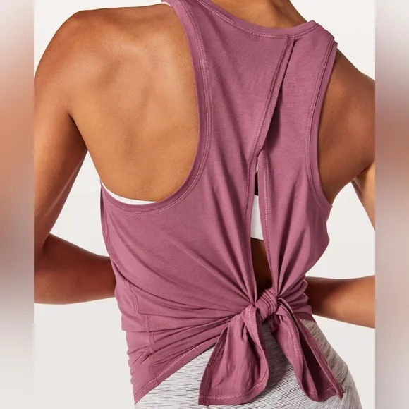 Lululemon All Tied Up Tank Top Open Tie Back So Merlot Pink Magenta 6 Small - Image 2