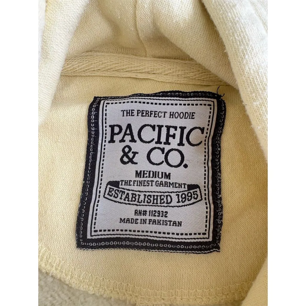 Pacific & Co. Unisex Graphic Hoodie White Medium Pullover Vintage Style - Image 3