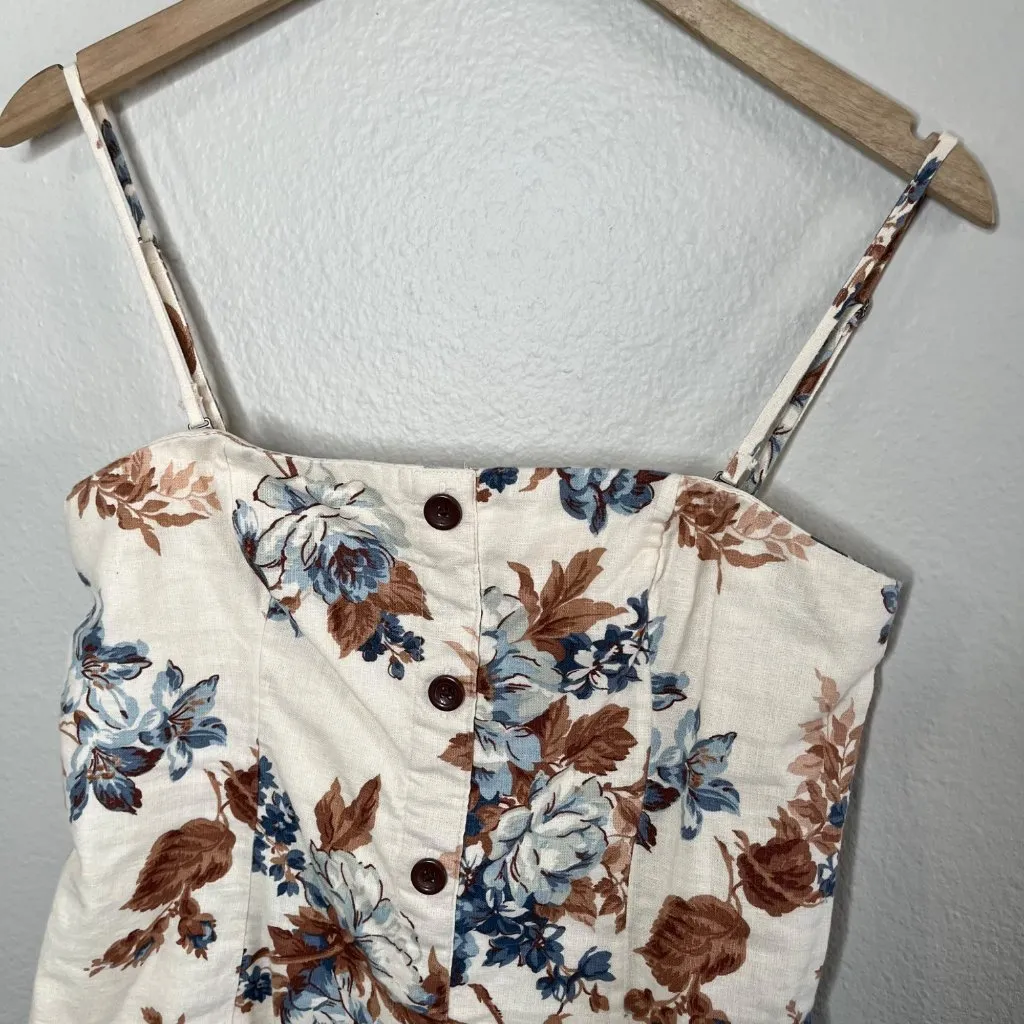 Abercrombie & Fitch Womens Floral Linen Blend Corset Top Medium y2k - Image 2