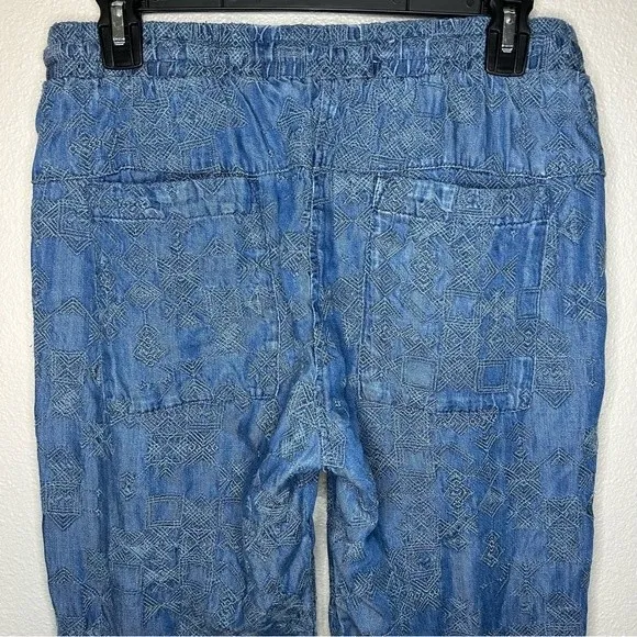 Johnny Was Pace denim pull on embroidered boho cargo jogger pants size XS - Image 8