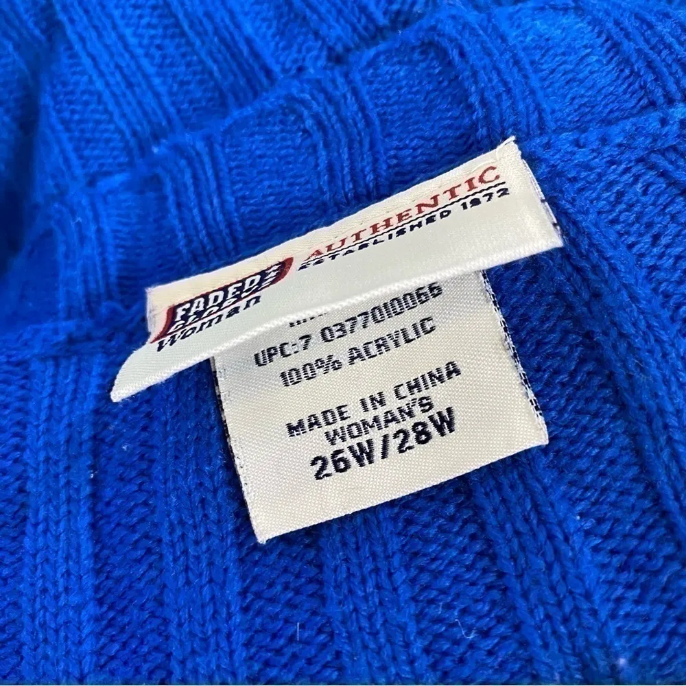 Faded Glory Vintage 90s-Y2K  V-Neck Knit Sweater Blue 26W/28W - Image 5