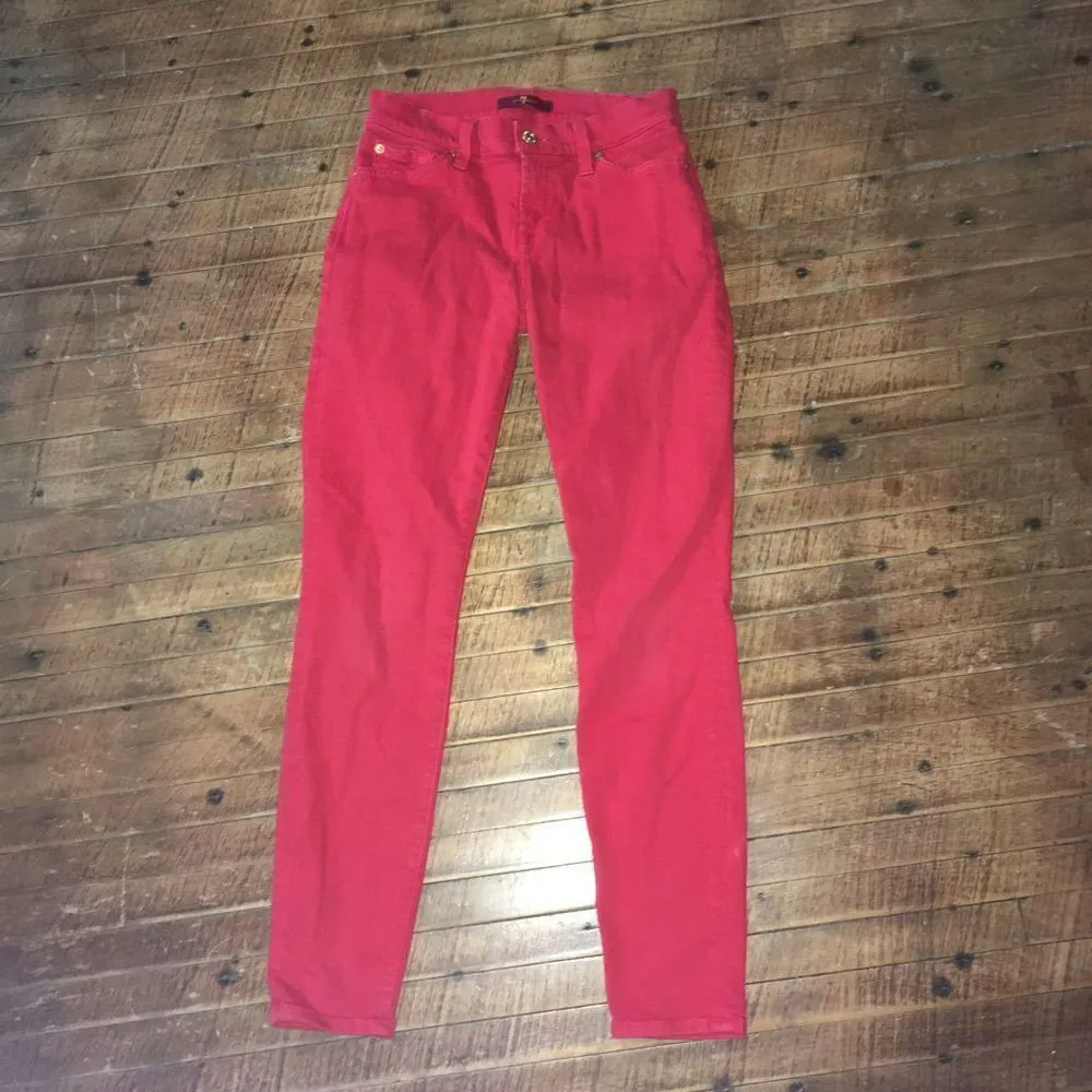 7 for All Mankind red slim size 25 topped jeans - Image 2