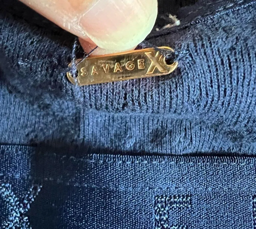 SAVAGE X Fenty  Jersey Knit Crop Top navy blue open back small - Image 10