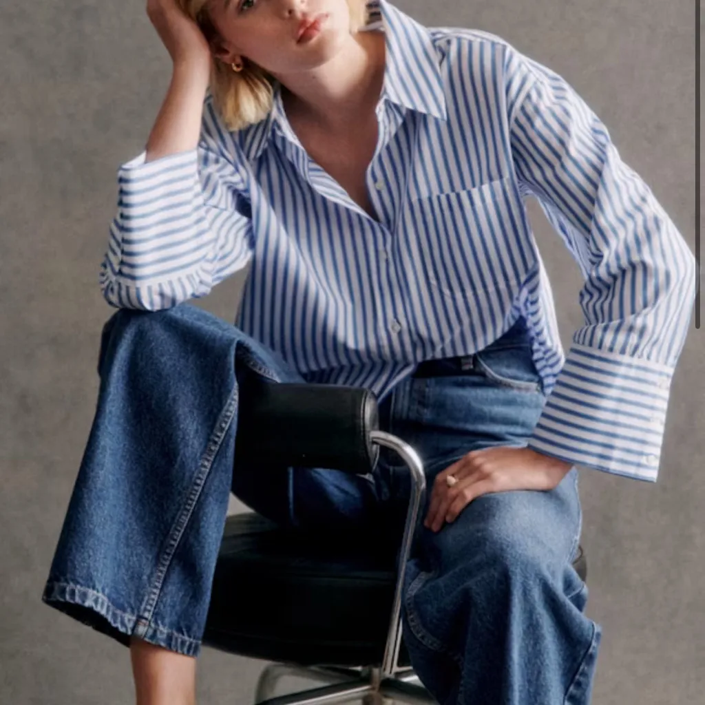 Sèzane Bilma Button Down Blue Stripe Shirt - Image 3