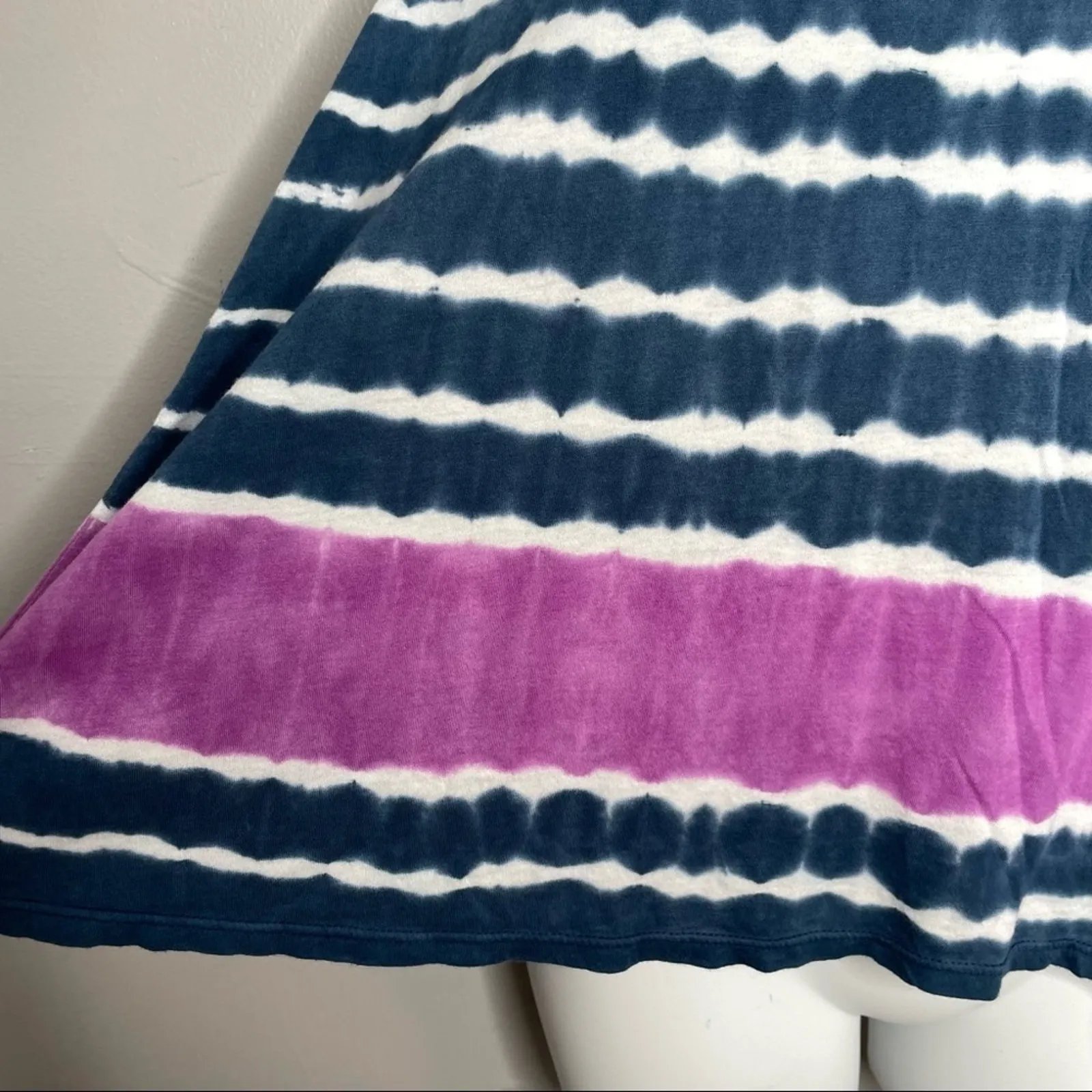 SOLOW Tie Dye Tank Top Womens Small Summer Boho Hippie Coastal Nautical Casual Blue - Image 4