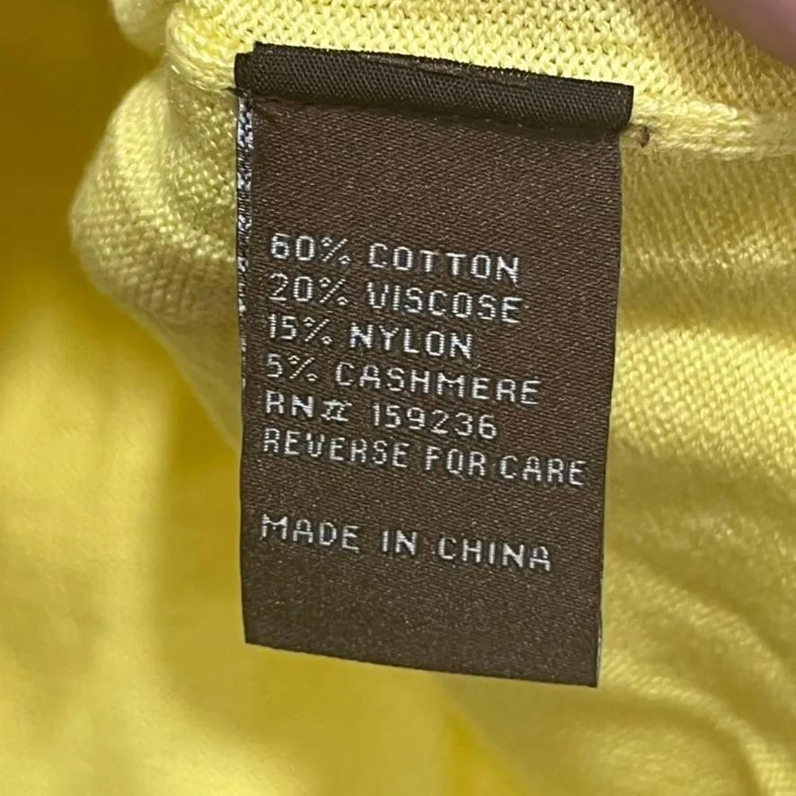 J Mclaughlin Henri Sweater Small NWT $118 Scallop Crewneck Cashmere Yellow Solid - Image 6