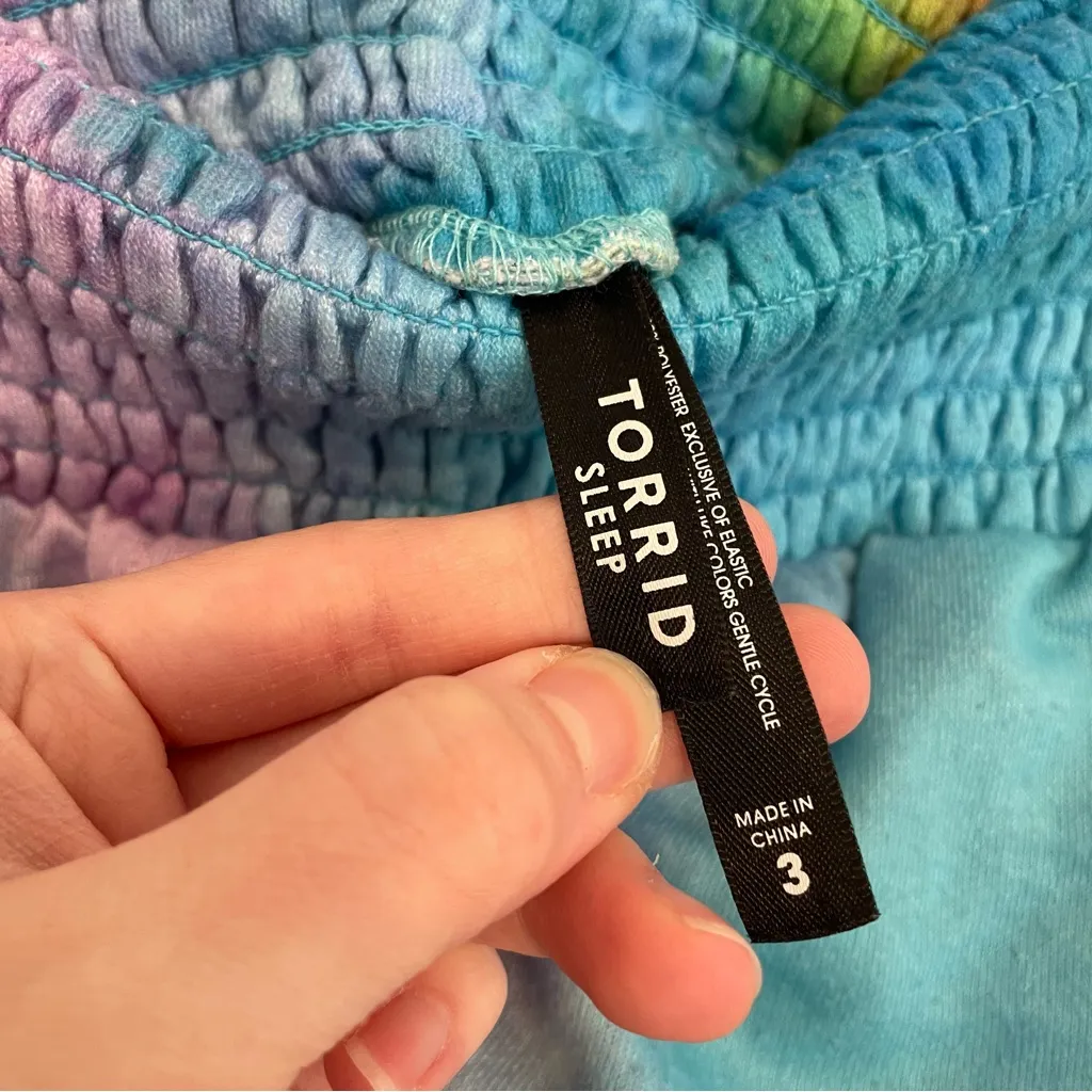 TORRID 3 Plus Size Sleep Terry Cloth Beach Short Rainbow Tie Dye Pull On Coverup - Image 5
