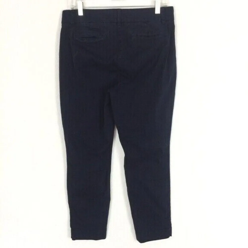 J Crew Chino Pants Womens 10 Navy Blue Straight Leg Classic Casual Preppy Cotton - Image 2