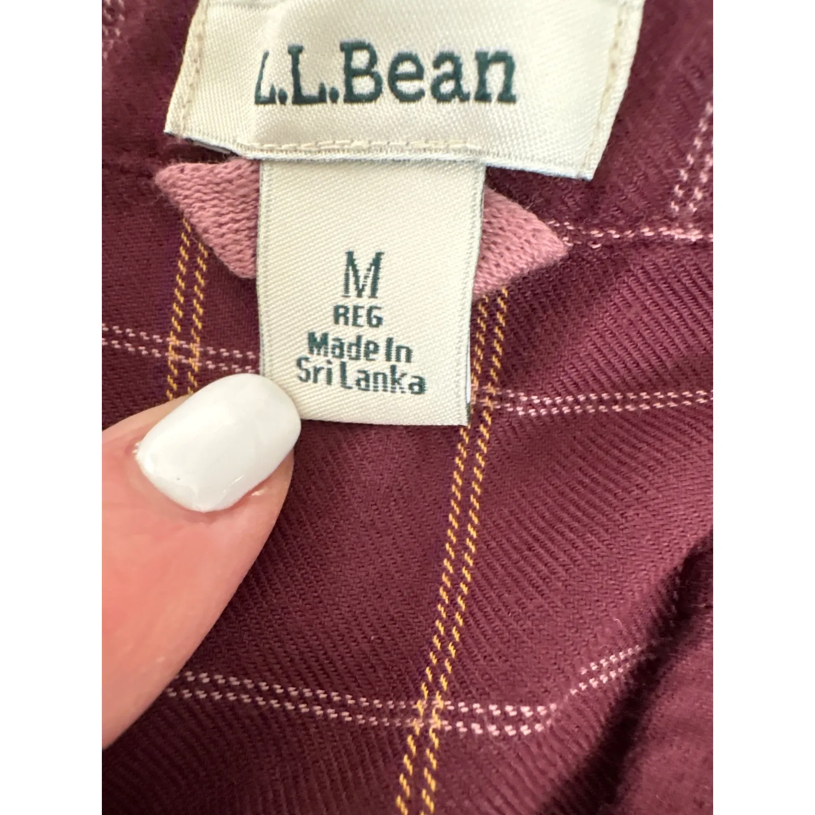 LL Bean Women Burgundy Plaid Tunic Shirt Long Sleeve V Neck Casual Size M Red Size M - Image 3