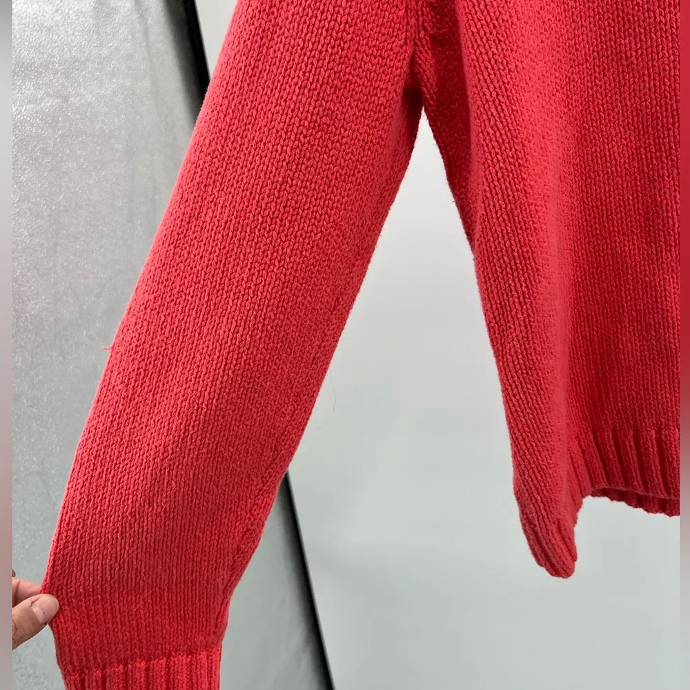 Talbots L salmon pink button up collared cardigan sweater cotton casual work - Image 5