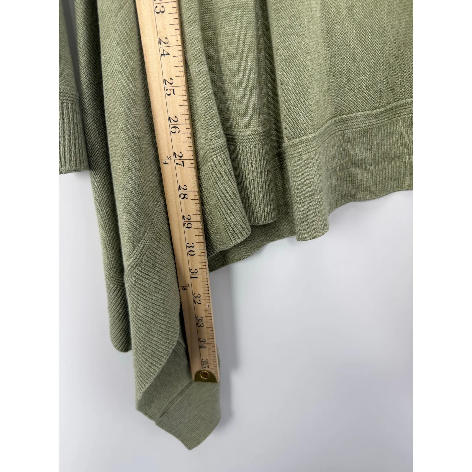 Lululemon Cashlu Knit Wrap Sweater Heathered Rosemary Green Open Front M/L Size M - Image 7