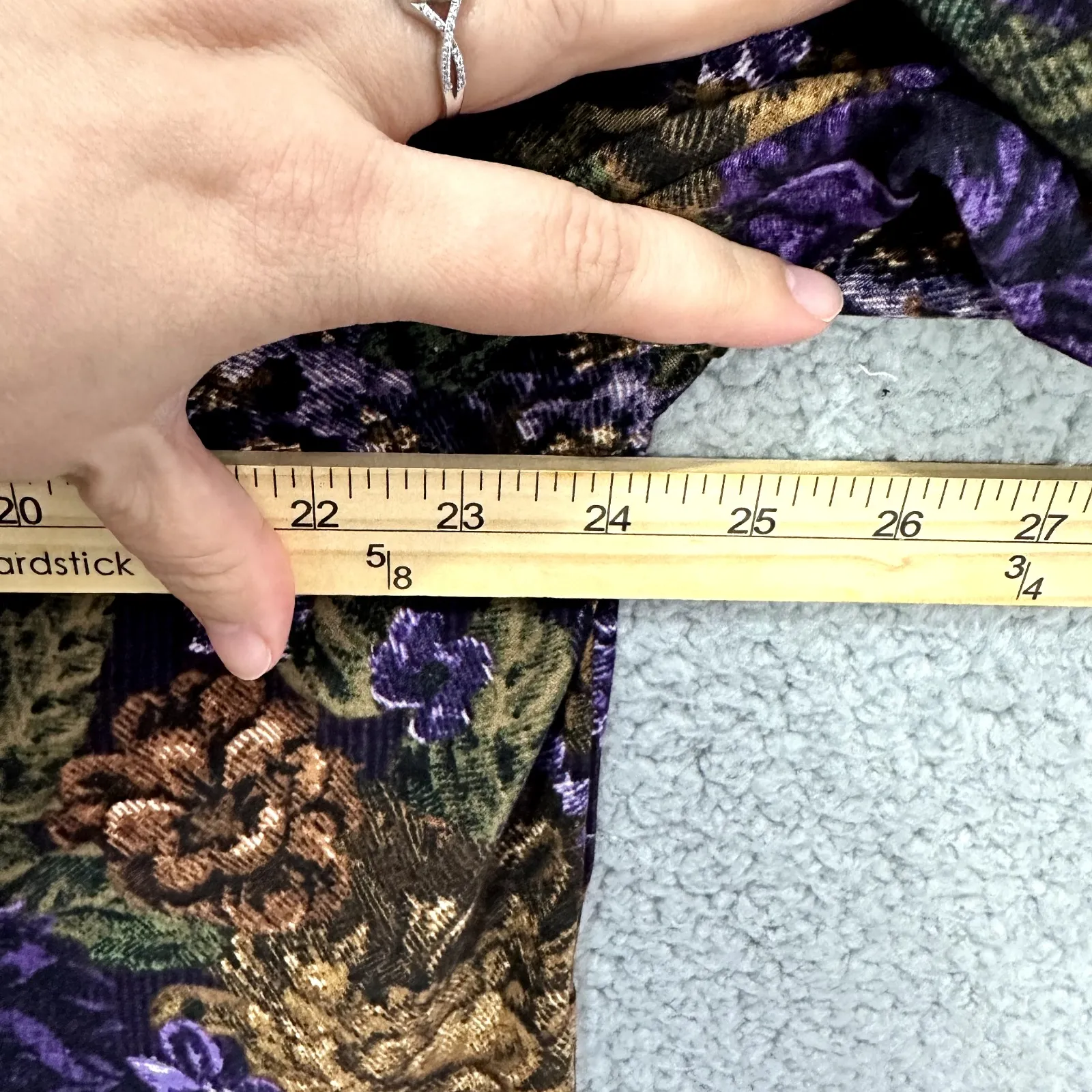 Briggs New York Blouse Womens PXL Floral Corduroy Button Up Dark‎ Academia Retro Purple Size undefined - Image 5