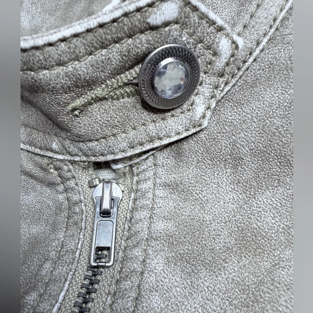 Jade Faux leather side lace distressed motorcycle vest Jacket y2k rock size Xs Gray - Image 8