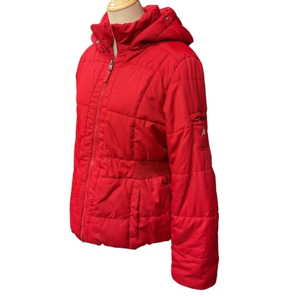 Aeropostale Women's Puffer Lined‎ Hooded Long Sleeve Full Zip Jacket Red Size XL - Image 2