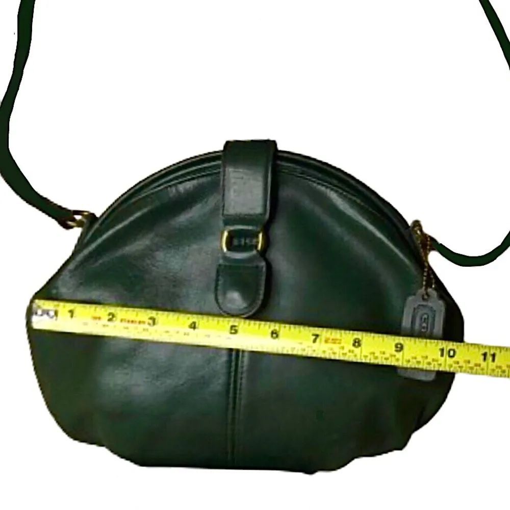 Vintage COACH Laurel Dark Green Glove Tanned Hinged Clam Shell Crossbody Bag COA - Image 11