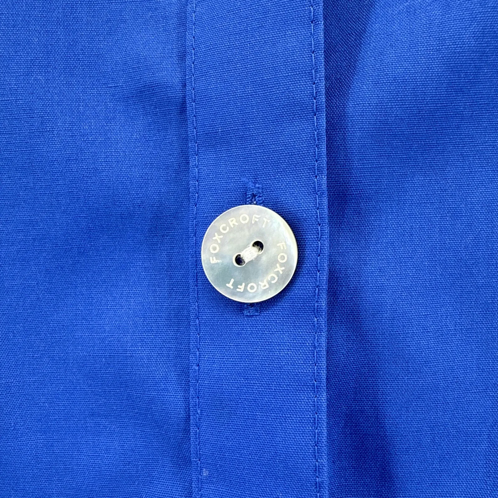 Foxcroft Womens Blue Wrinkle Free Button Down Shirt Long Sleeve Size 10P Petites - Image 4