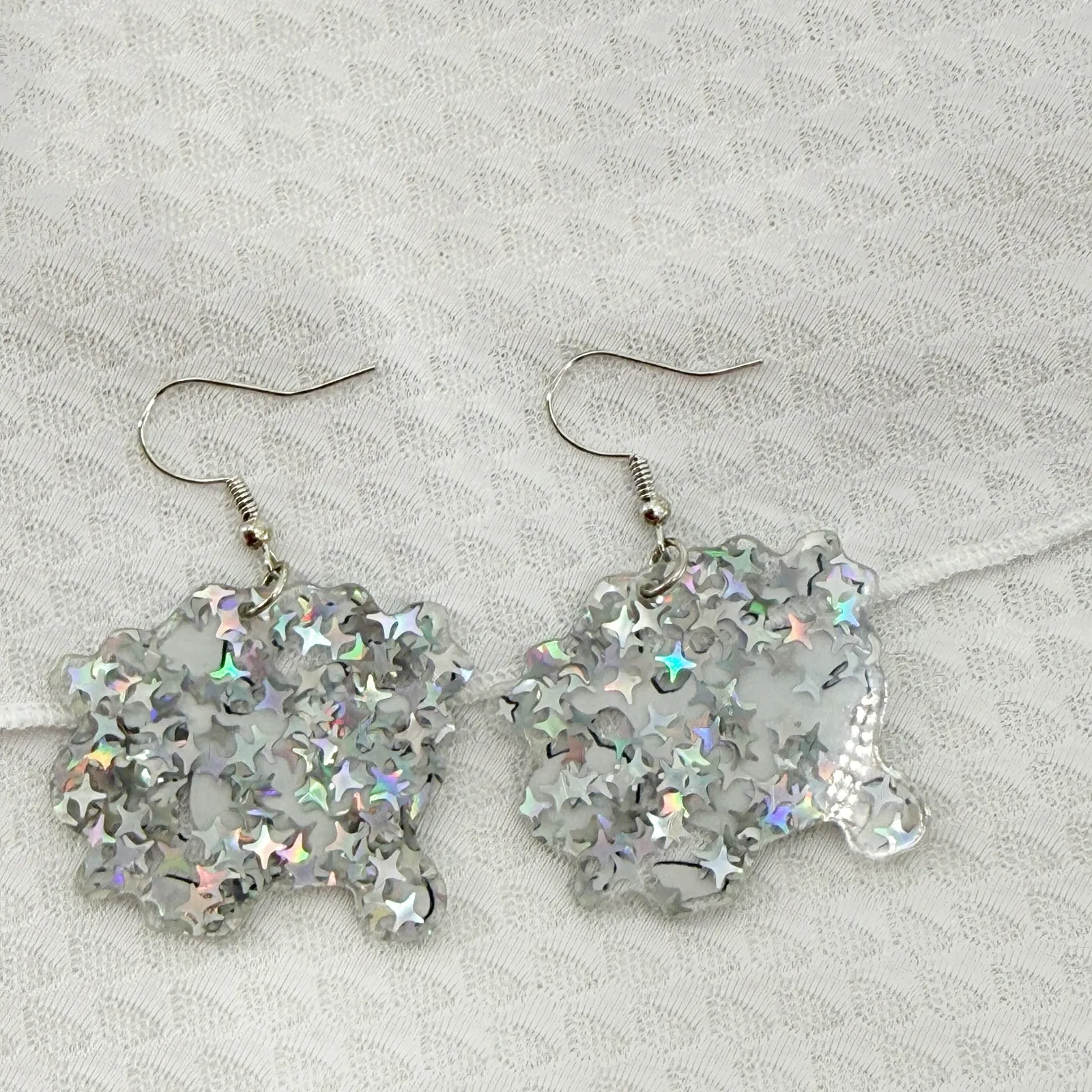 Glitter Halloween Goose Acrylic Dangle Earrings White - Image 2