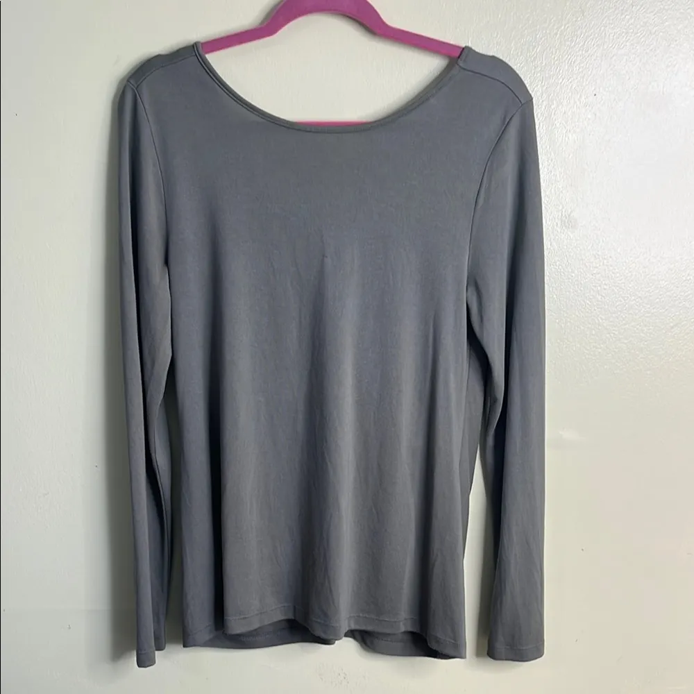 Athleta waterfall front long sleeve olive green top, size medium - Image 3