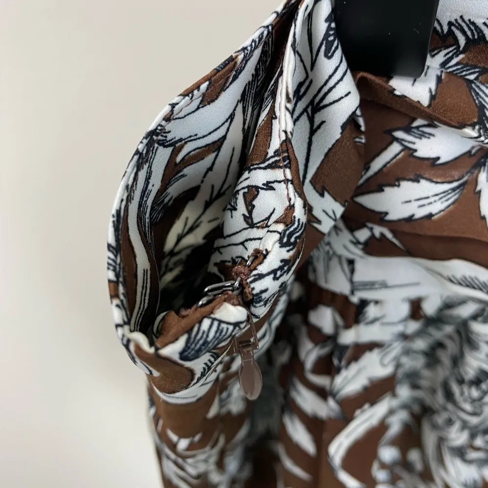 NEW Express Asymmetrical Tiered Tropical Floral Print Mini Skirt | BROWN | Sz 14 - Image 8