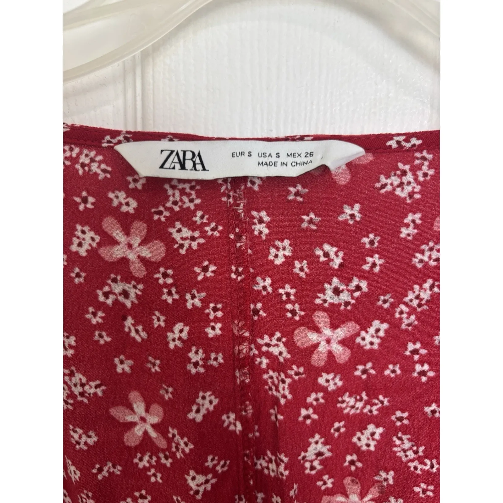 Zara Red Floral Mini Dress Size Small Western Rodeo Festival Bandana Valentine's - Image 3