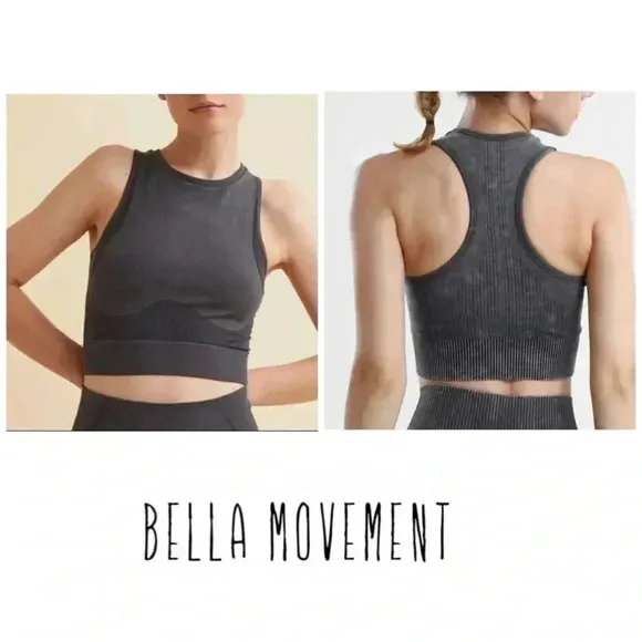 🆕Bella Movement Race Back Work Out Crop Tank L🆕 Gray Size L - Image 2