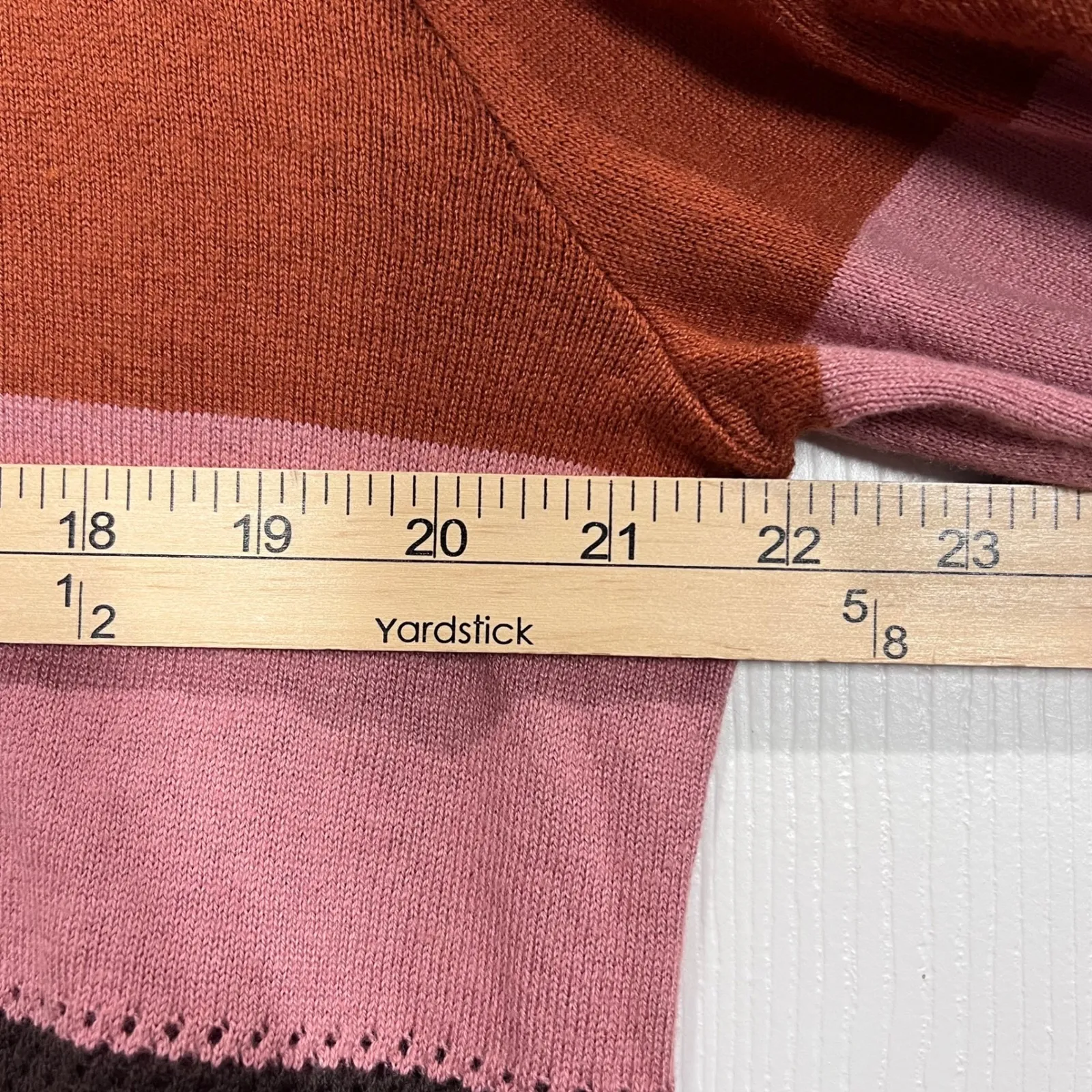 Market & Spruce Striped Crewneck Sweater Womens XL Brown Pink Orange Pullover - Image 4