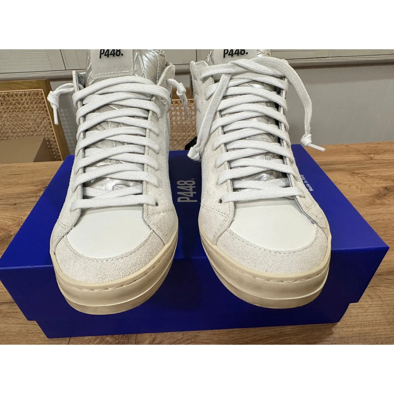 P448 S23 Skate High Top Sneakers Shoes Peony (White) Size 5/5.5 US 35 EU NIB - Image 6