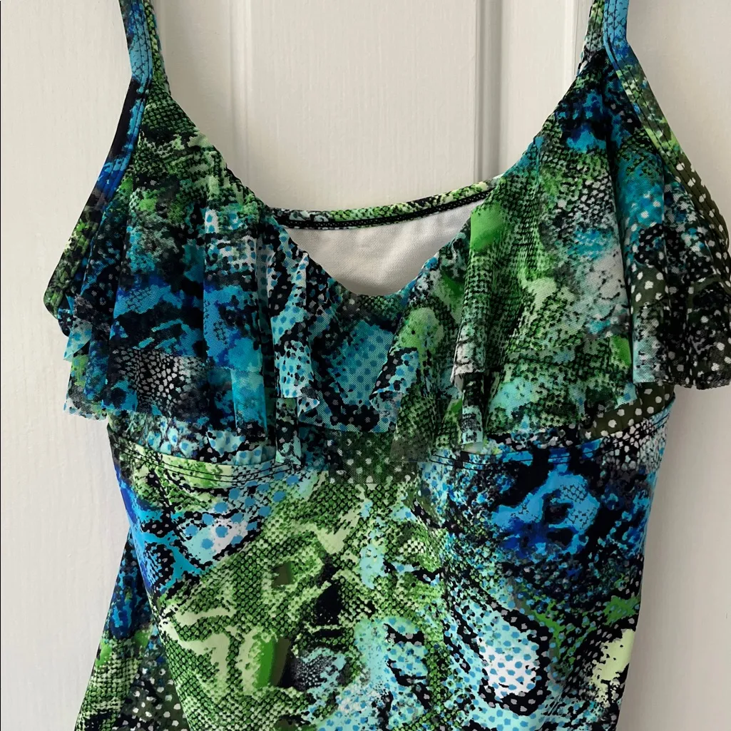 Kenneth Cole Reaction Multicolor Snake Print Top Blue Size M - Image 4