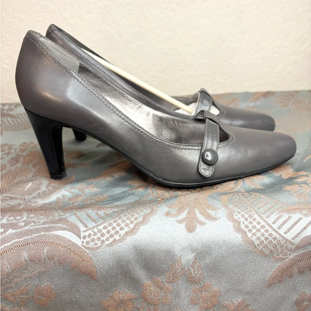 Ecco Gray Leather Maryjane Heels Size 42 - Image 6