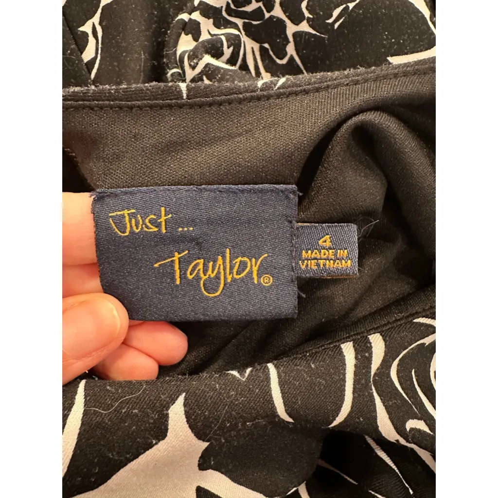 Women's Just Taylor Black & White Floral Sleeveless Dress Size 4 - Image 4