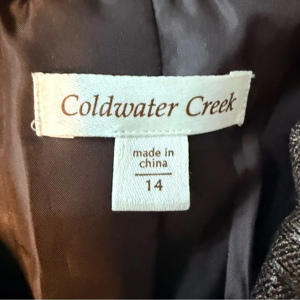 Coldwater Creek Metallic Gold & Bronze Abstract Print Jacket Blazer Size 14 - Image 9