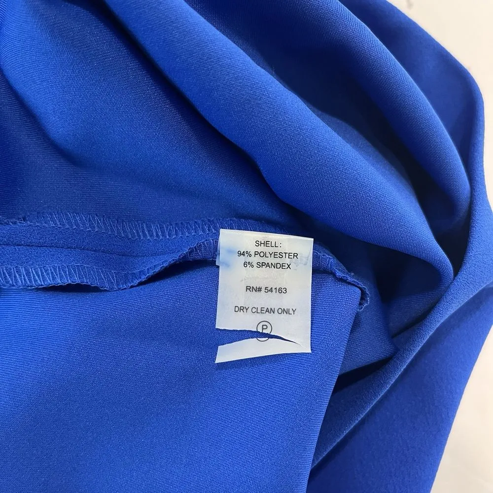 Calvin Klein Royal Blue Bell Sleeve Stretch‎ Crepe Sheath Dress Size 4 - Image 12
