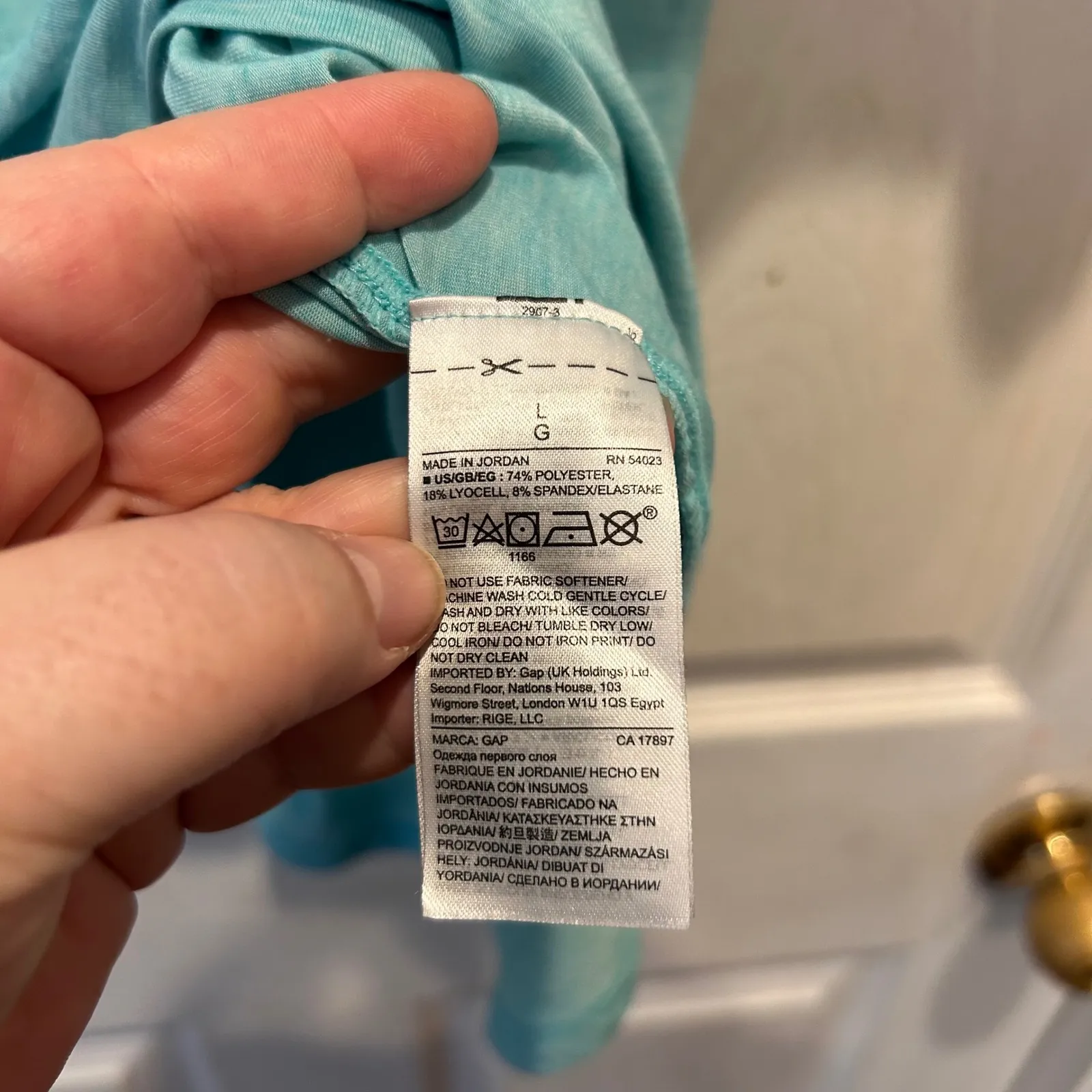 GapFit Breathe Tee Aqua Blue Relaxed Fit Tunic Top Women's Size L Oversized Yoga Green Size L - Image 6