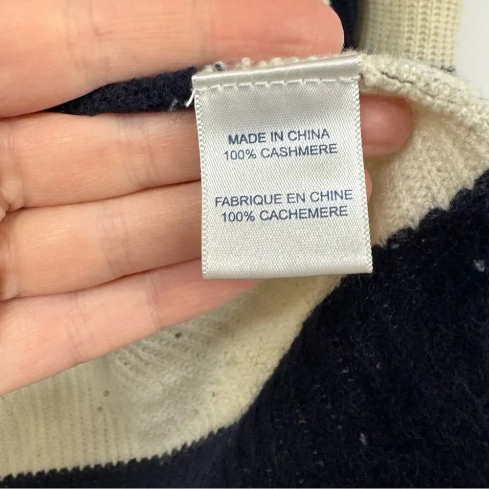 Splendid Cream & Black Cashmere Open Front Cardigan Sweater Womens M Chunky Cozy - Image 4