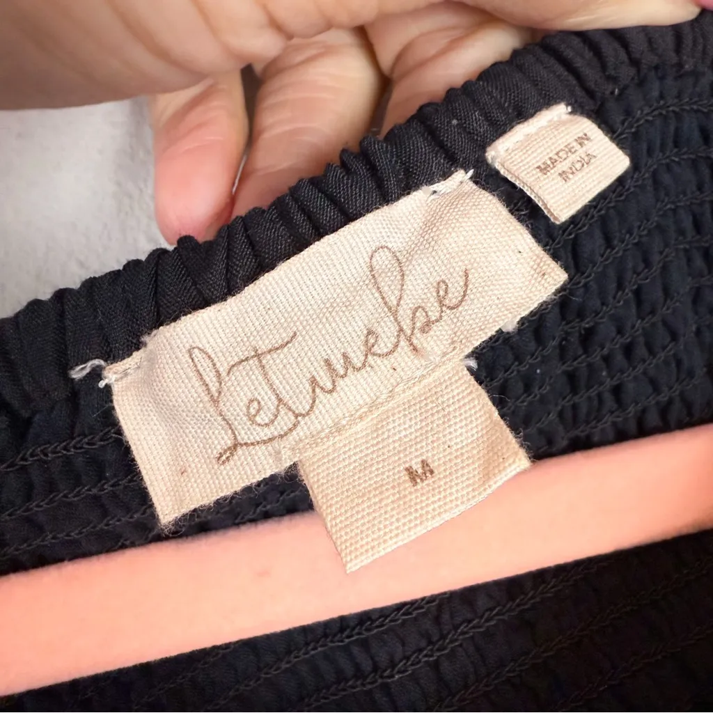 Anthropologie Let Me‎ Be 3D Rosette One Shoulder Top Black Size Medium - Image 11