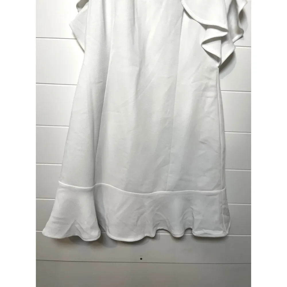BCBG White Mini Dress Ruffle Flutter Sleeve Fit Flare NWT Coquette Clean Girl - Image 10