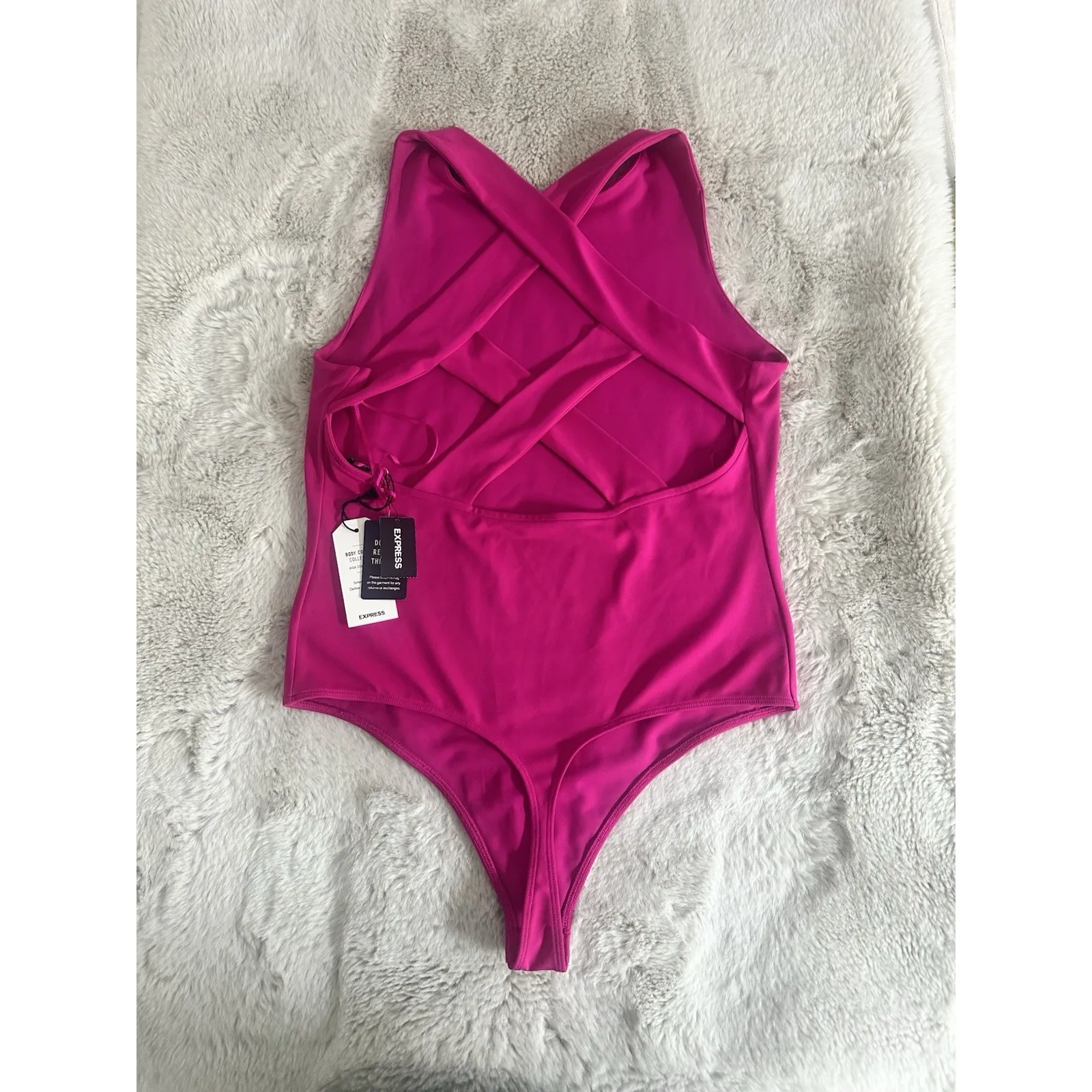 Womens Express Hot Pink Body Suit Size Large - Image 2