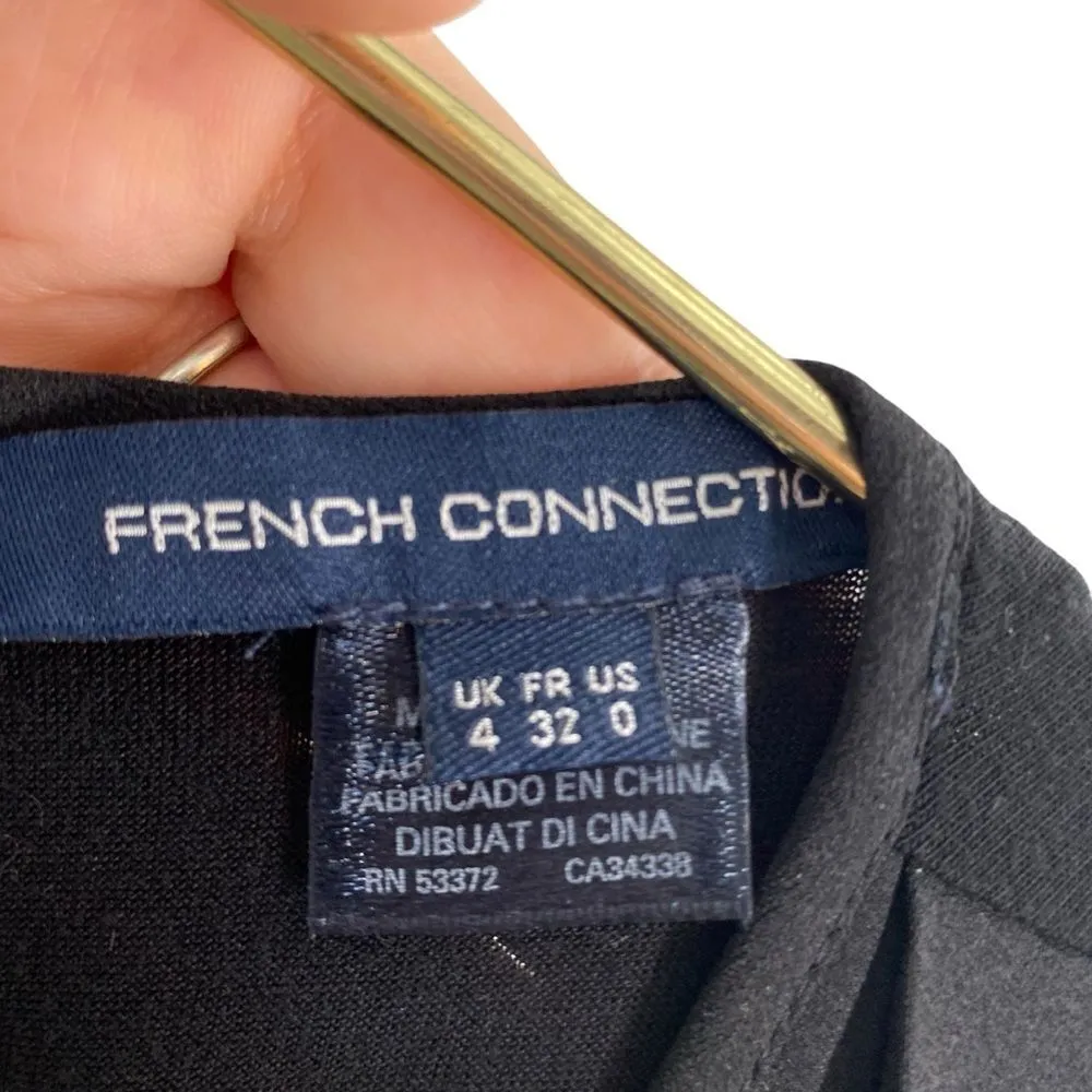 French Connection Women’s 0 Accordion Pleat Cocktail Dress Black LBD Knee Length - Image 3