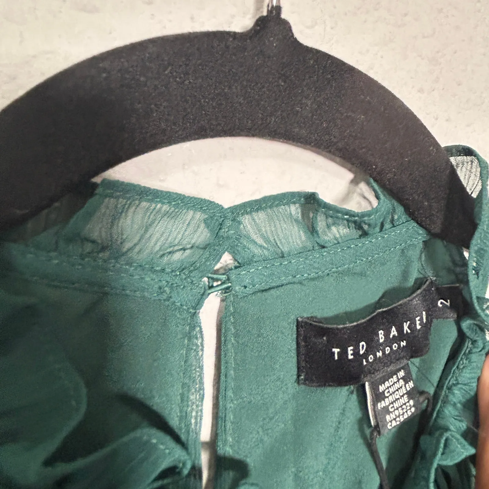 NEW Ted Baker Poppio Rope Detail Mini Dress Ruffle Rope Hunter Green Sz 6 Dainty - Image 7