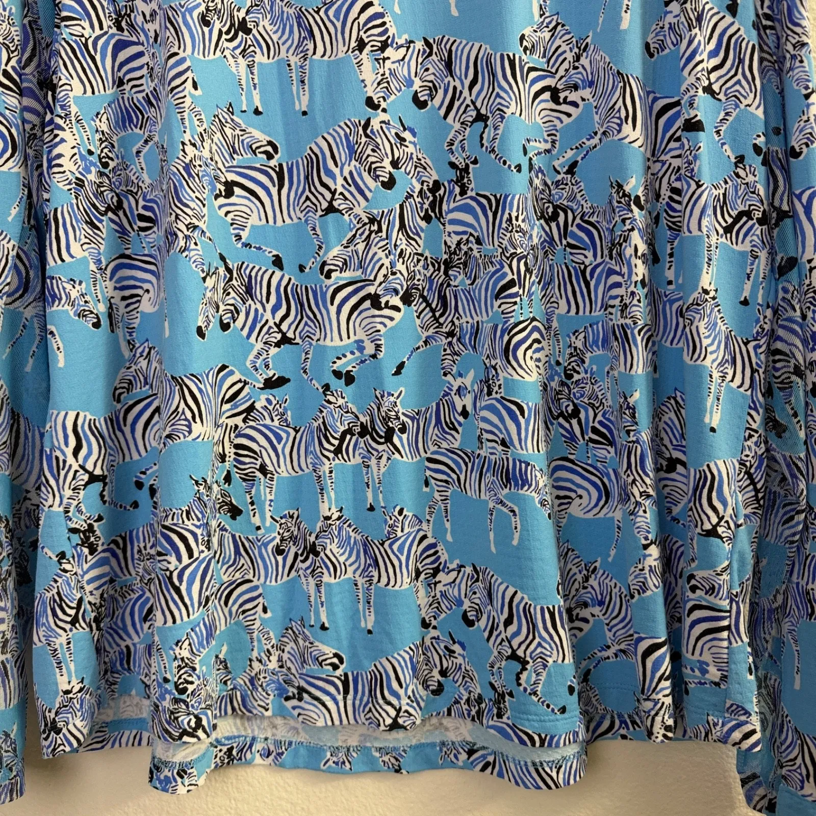 Ibkul Womens Long Sleeve Sun Shirt Womens XXL Blue 1/4 Zip Golf Outdoor UV Zebra - Image 3