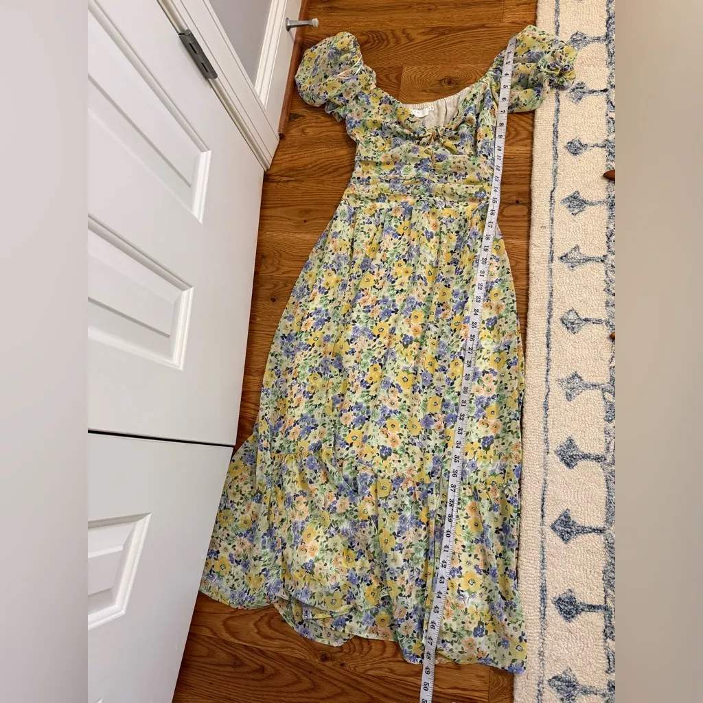 ASTR the Label Women's Irma Floral Print Midi Dress Yellow Size Small - Image 16